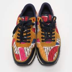 CH Carolina Herrera Multicolor Leather and Satin Low Top Sneakers Size 38