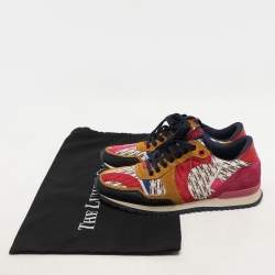 CH Carolina Herrera Multicolor Leather and Satin Low Top Sneakers Size 38