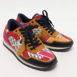 CH Carolina Herrera Multicolor Leather and Satin Low Top Sneakers Size 38