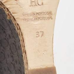CH Carolina Herrera Black Leather Wedge Sandals Size 37