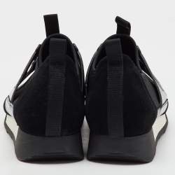 CH Carolina Herrera Black Croc Embossed Leather, Suede and Fabric Slip On Sneakers Size 37