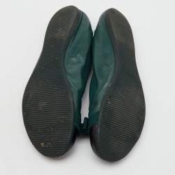 CH Carolina Herrera Green/Black Patent and Leather Bow Ballet Flats Size 37