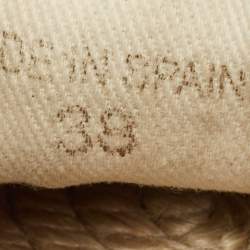 CH Carolina Herrera Dark Brown Canvas Logo Espadrille Flats Size 38