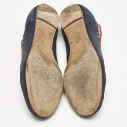 CH Carolina Herrera Navy Blue Suede Ballet Flats Size 39