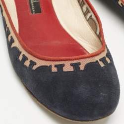 CH Carolina Herrera Navy Blue Suede Ballet Flats Size 39