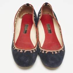 CH Carolina Herrera Navy Blue Suede Ballet Flats Size 39
