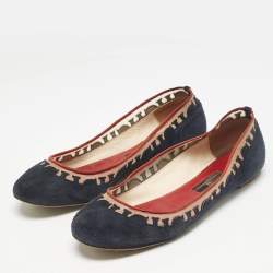 CH Carolina Herrera Navy Blue Suede Ballet Flats Size 39