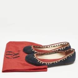 CH Carolina Herrera Navy Blue Suede Ballet Flats Size 39