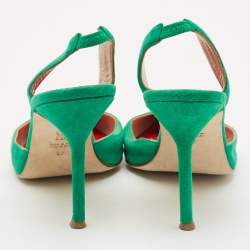 CH Carolina Herrera Green  Suede Slingback Pumps Size 37