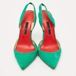 CH Carolina Herrera Green  Suede Slingback Pumps Size 37