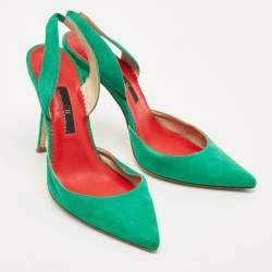 CH Carolina Herrera Green  Suede Slingback Pumps Size 37