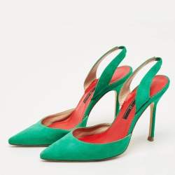 CH Carolina Herrera Green  Suede Slingback Pumps Size 37