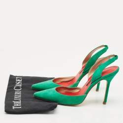 CH Carolina Herrera Green  Suede Slingback Pumps Size 37