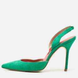 CH Carolina Herrera Green  Suede Slingback Pumps Size 37