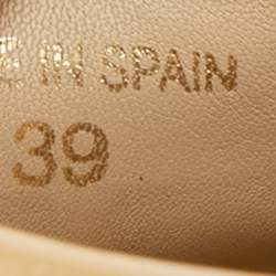 Pre Owned CH Carolina Herrera Beige Patent Leather CH Logo Espadrille Flats Size 39