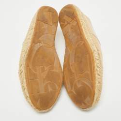 Pre Owned CH Carolina Herrera Beige Patent Leather CH Logo Espadrille Flats Size 39