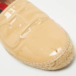 Pre Owned CH Carolina Herrera Beige Patent Leather CH Logo Espadrille Flats Size 39