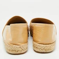 Pre Owned CH Carolina Herrera Beige Patent Leather CH Logo Espadrille Flats Size 39