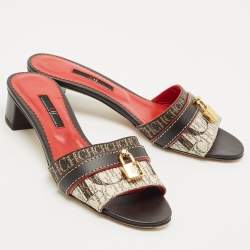 CH Carolina Herrera Multicolor Monogram Canvas Matryoshka Locked Slide Sandals Size 37