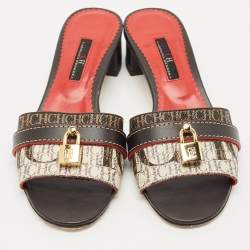 CH Carolina Herrera Multicolor Monogram Canvas Matryoshka Locked Slide Sandals Size 37