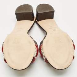 CH Carolina Herrera Multicolor Monogram Canvas Matryoshka Locked Slide Sandals Size 37