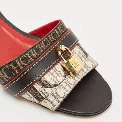CH Carolina Herrera Multicolor Monogram Canvas Matryoshka Locked Slide Sandals Size 37