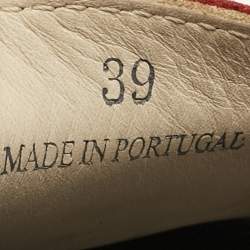 Pre Owned CH Carolina Herrera Red  Leather Slip On Loafers Size 39