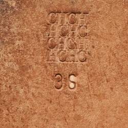 Pre Owned CH Carolina Herrera Cream/Brown Monogram Canvas Bow Ballet Flats Size 36