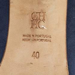 Pre Owned CH Carolina Herrera Navy Blue/Red Suede and Patent Leather Slingback Sandals Size 40