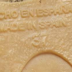 Pre Owned CH Carolina Herrera Navy Blue Canvas Espadrille Flats Size 37