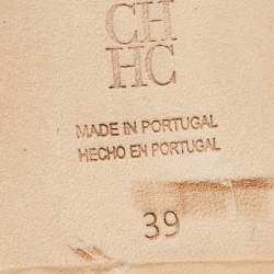 Pre Owned CH Carolina Herrera Beige Suede Crystal Embellished Slide Sandals Size 39