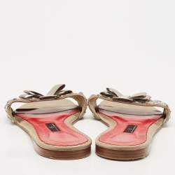 Pre Owned CH Carolina Herrera Grey Satin Crystal Embellished Flat Slides Size 39