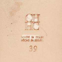 Pre Owned CH Carolina Herrera Grey Satin Crystal Embellished Flat Slides Size 39