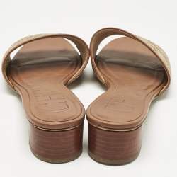 Pre Owned CH Carolina Herrera Brown Monogram Canvas Matryoshka Slide Sandals Size 39