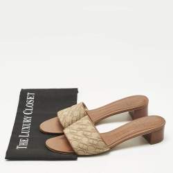 Pre Owned CH Carolina Herrera Brown Monogram Canvas Matryoshka Slide Sandals Size 39