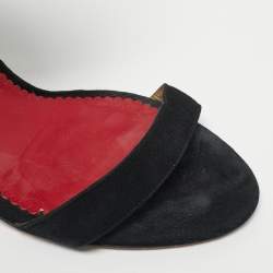 Pre Owned CH Carolina Herrera Black Suede Ankle Strap Sandals Size 39