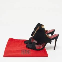 Pre Owned CH Carolina Herrera Black Suede Ankle Strap Sandals Size 39