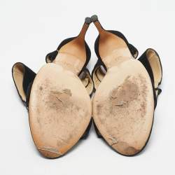 Pre Owned CH Carolina Herrera Black Suede Ankle Strap Sandals Size 39