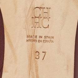 Pre Owned CH Carolina Herrera Burgundy Leather Smoking Slippers Size 37