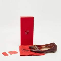 Pre Owned CH Carolina Herrera Burgundy Leather Smoking Slippers Size 37