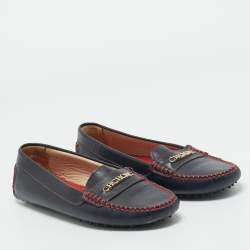 Pre Owned CH Carolina Herrera Black Leather Loafers Size 40