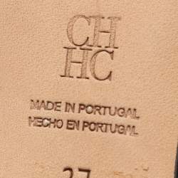 Pre Owned CH Carolina Herrera Black Satin And Glitter Slide Sandals Size 37