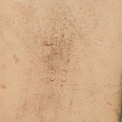 Pre Owned CH Carolina Herrera Black/Gold Leather and Suede Smoking Slippers Size 38