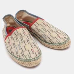 Pre Owned CH Carolina Herrera Multicolor Monogram Canvas Espadrille Flats Size 38