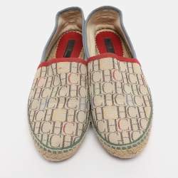 Pre Owned CH Carolina Herrera Multicolor Monogram Canvas Espadrille Flats Size 38
