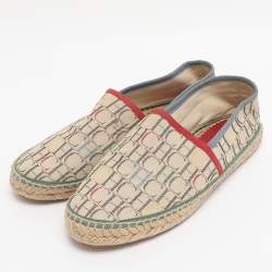 Pre Owned CH Carolina Herrera Multicolor Monogram Canvas Espadrille Flats Size 38