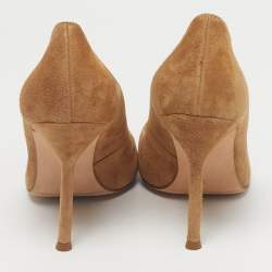 Pre Owned CH Carolina Herrera Brown Suede Pointed Toe Pumps Size 38