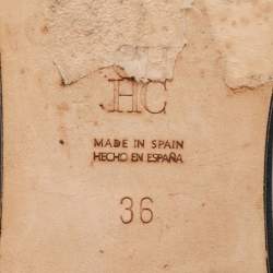 Pre Owned CH Carolina Herrera Black Leather Bow Flat Slides Size 36