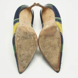 Pre Owned CH Carolina Herrera Multicolor Woven Fabric Stripe Pointed Toe Pumps Size 38