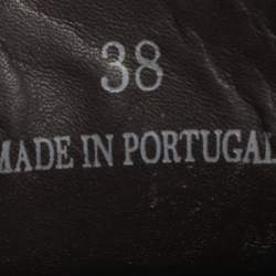 Pre Owned CH Carolina Herrera Gold Leather Logo Embellished Loafers Size 38